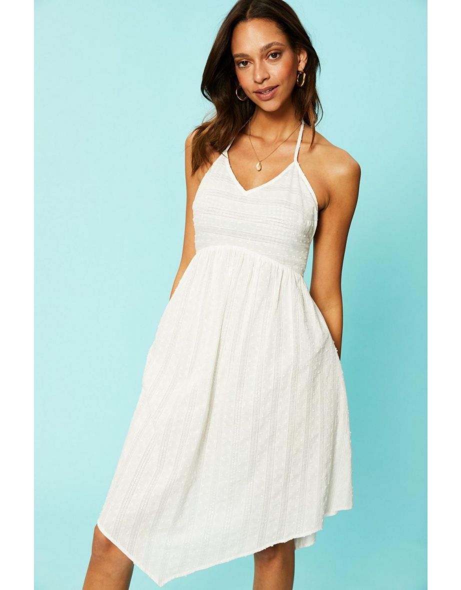 Sparkle Thread Dobby Halter Midi Dress - ivory