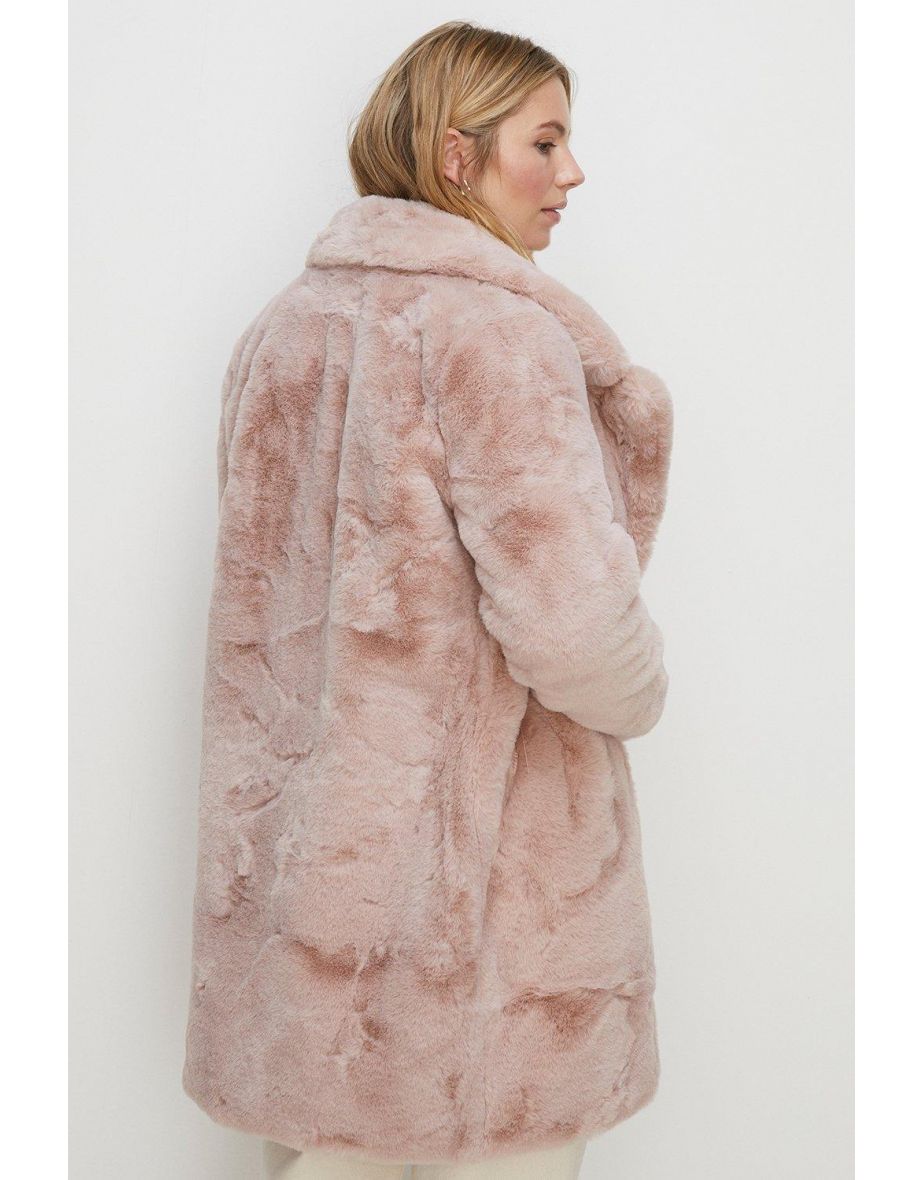 Recycled Faux Fur Collared Long Coat - 2