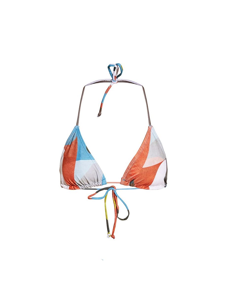 Multi Abstract Printed Triangle Bikini Top - 2