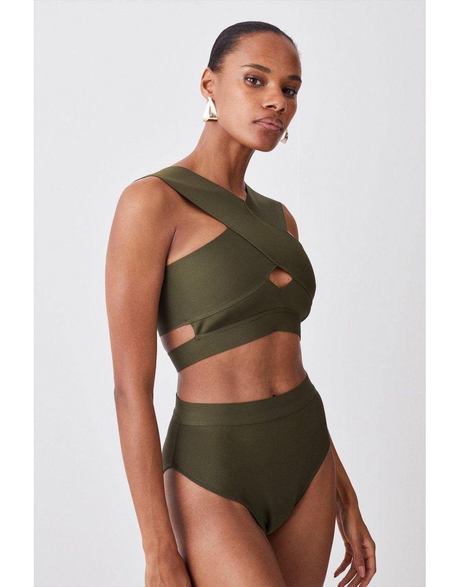 High Waisted Bandage Bikini Bottoms