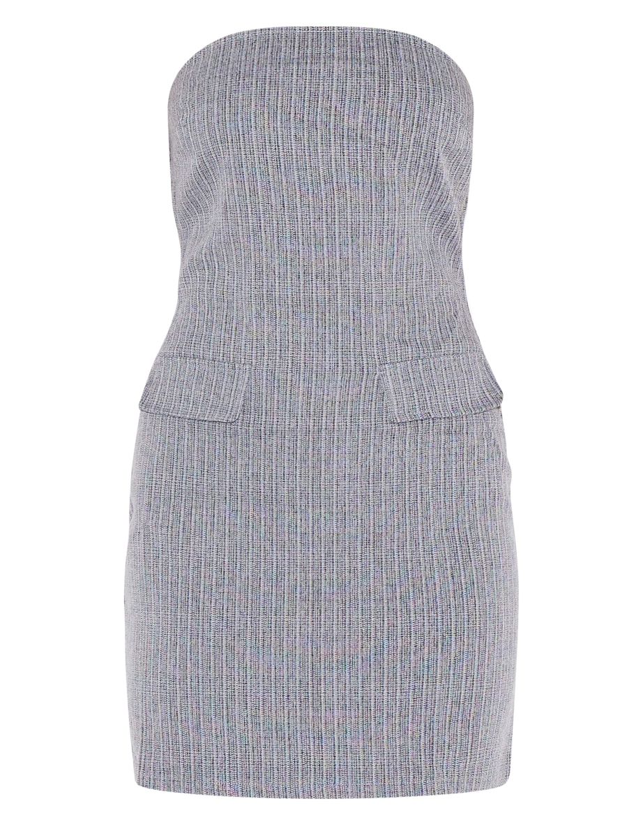 Grey Twill Bandeau Shift Dress - 4