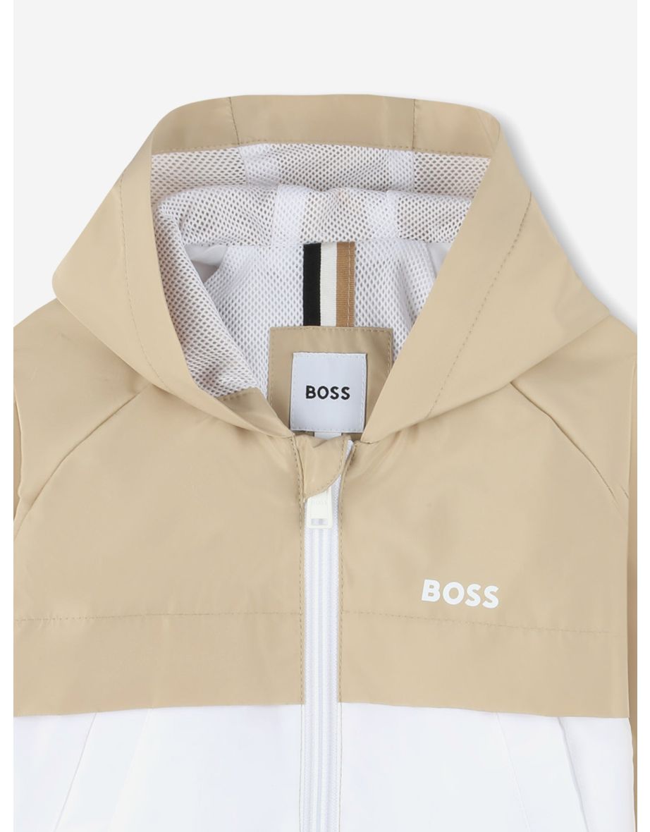 BOSS Baby Boys Hooded Windbreaker in Beige - 3