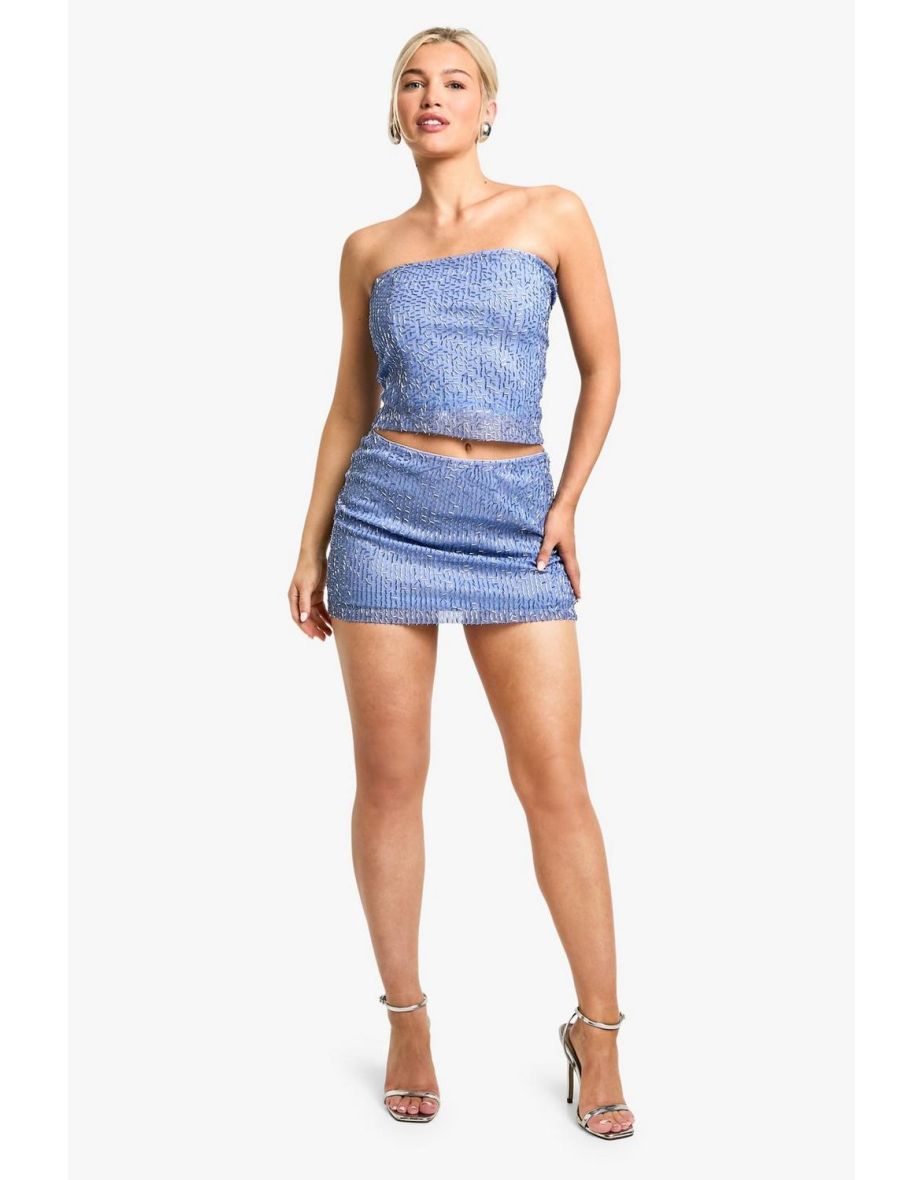 Sequin Micro Mini Skirt - blue