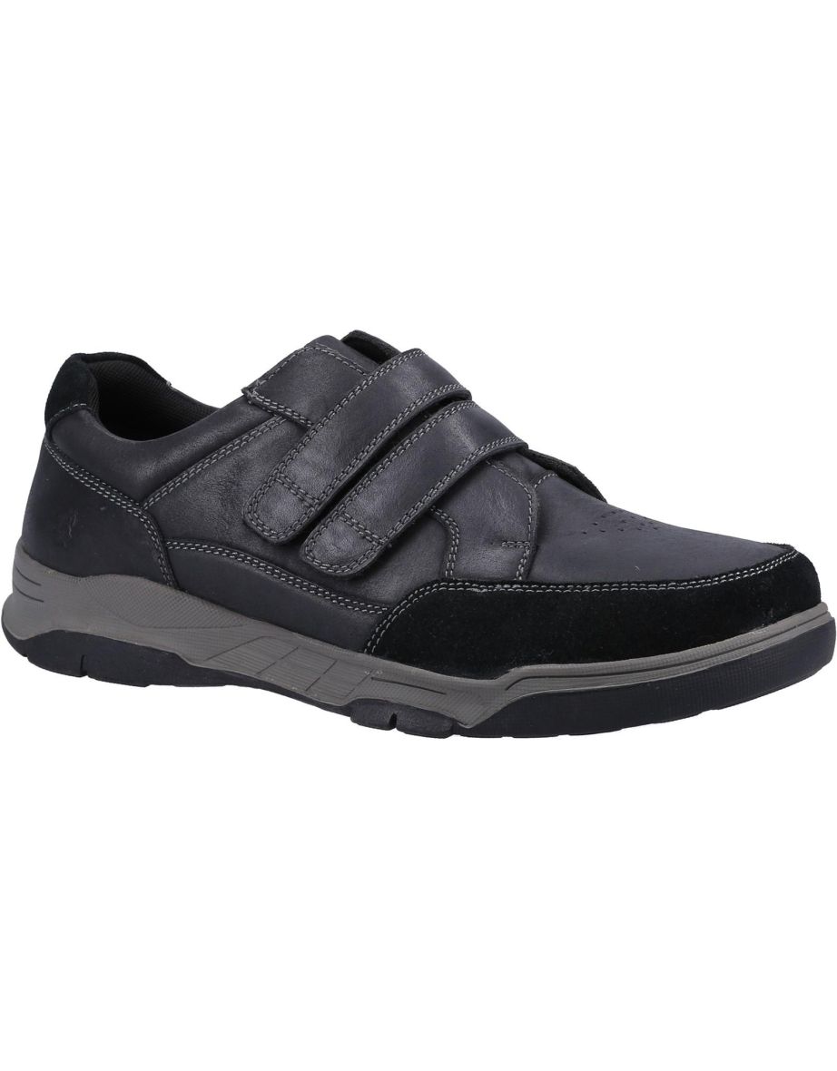 Hush Puppies Mens Fabian Leather Double Strap Shoes - Black
