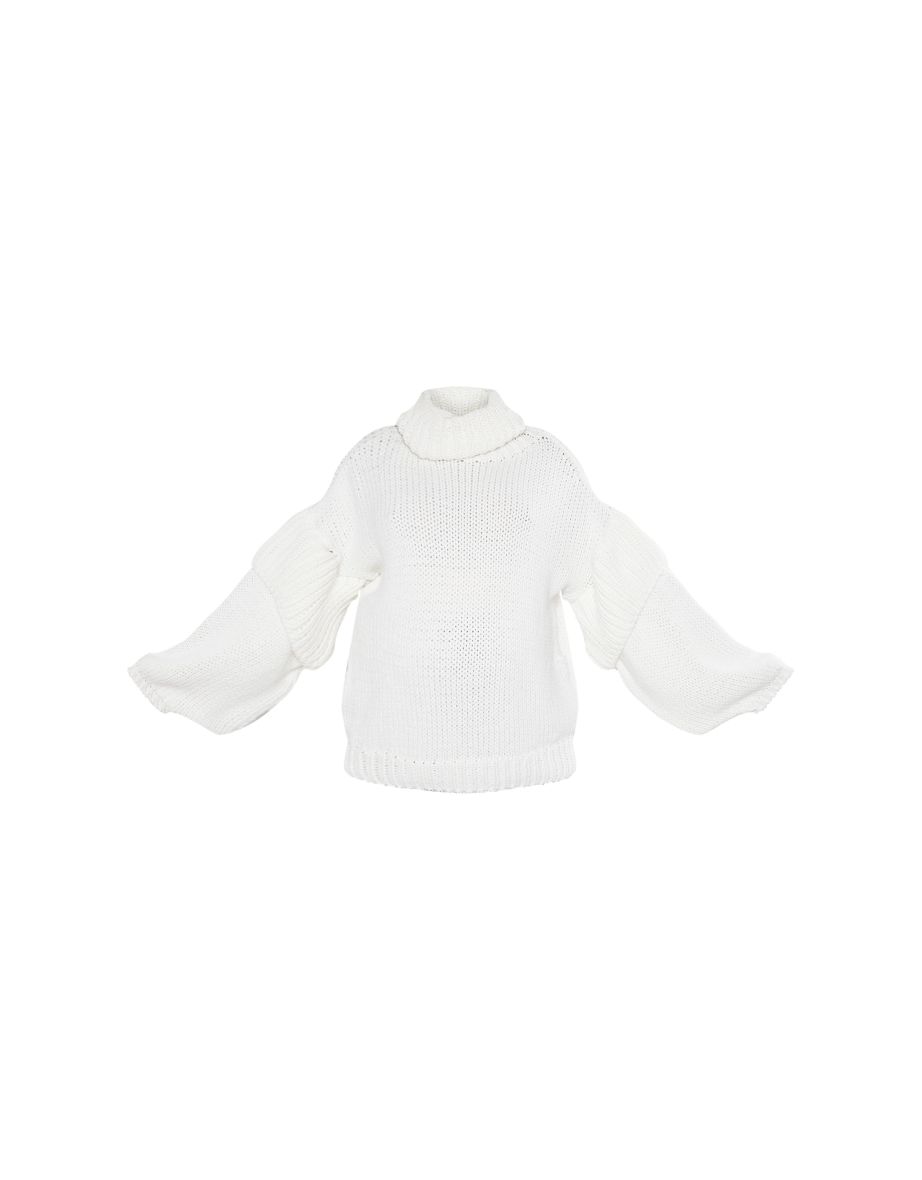 Maternity Cream Oversized Thick Knit Turtle Neck Jumper - 4