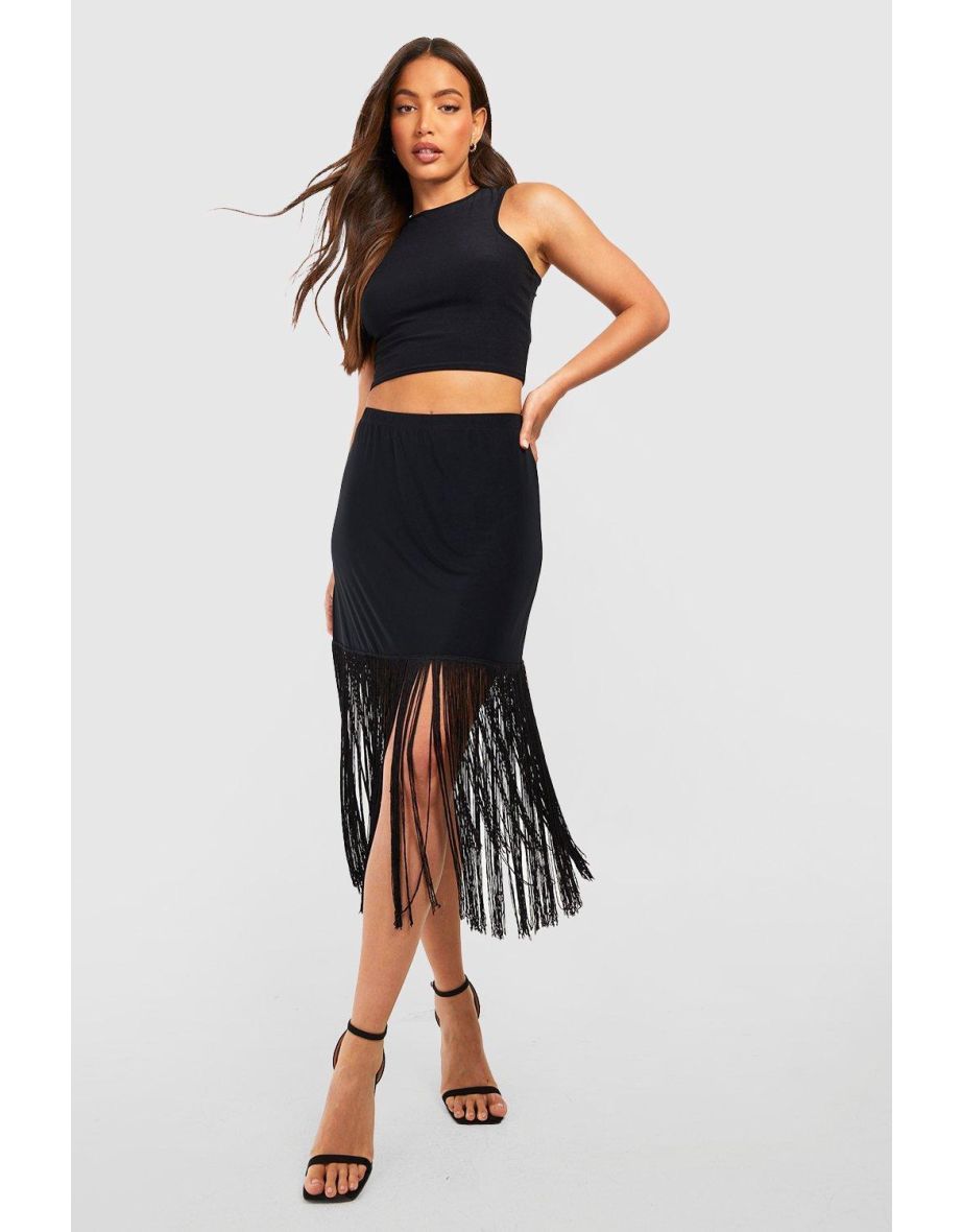 Black on sale fringe skirts