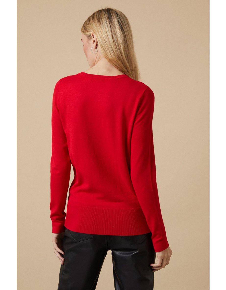 Stud Shoulder Crew Neck Jumper - 2