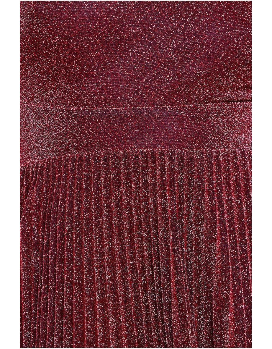 Goddiva Tie Back Pleated Lurex Skater Midaxi Dress - 3