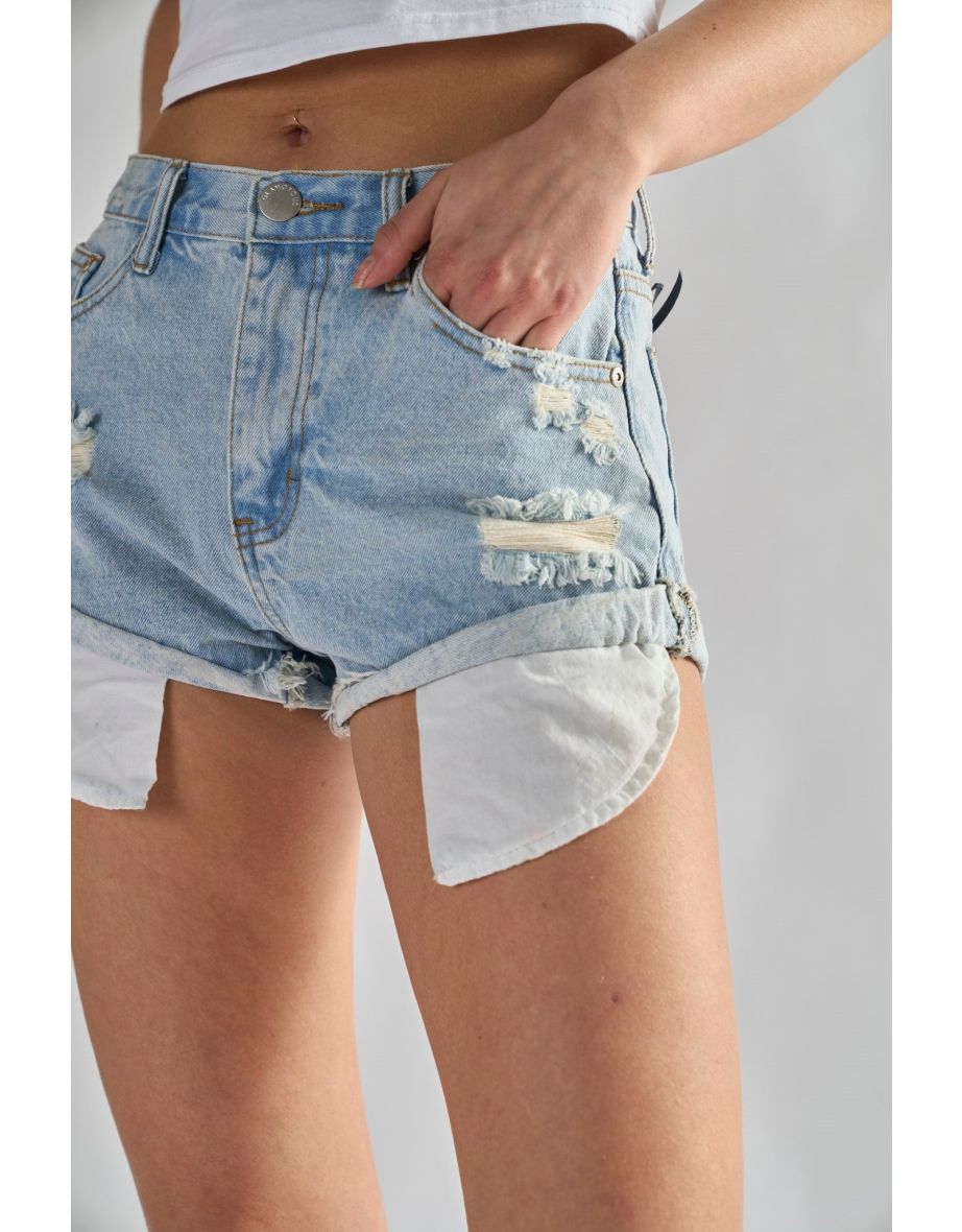 Glamorous Bleach Stonewash Denim Shorts - 3
