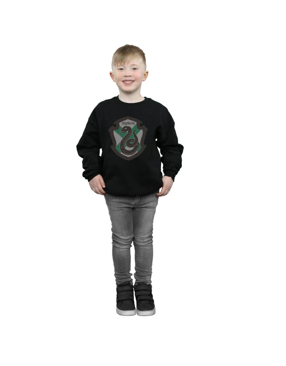 Harry Potter Boys Slytherin Crest Flat Sweatshirt - Black - 5