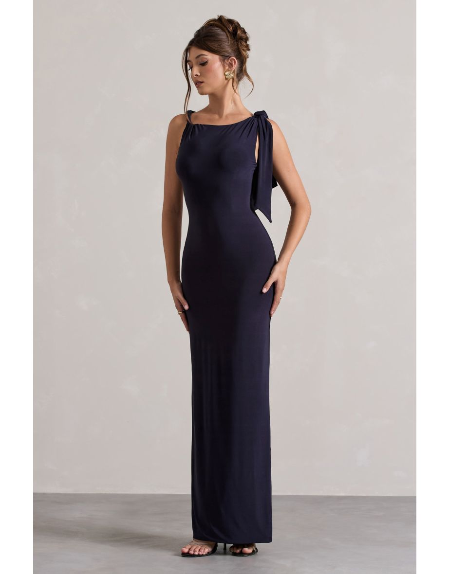 Kacey | Navy Twisted Knot Maxi Dress