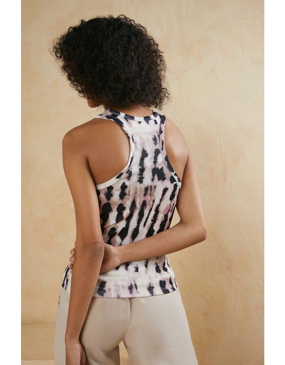 Printed Tie Dye Mesh Racer Vest Top - 2