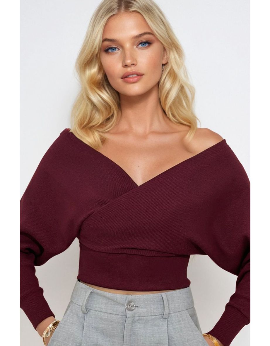 Women's Plum Front Back V Neck Double Breasted top - 3