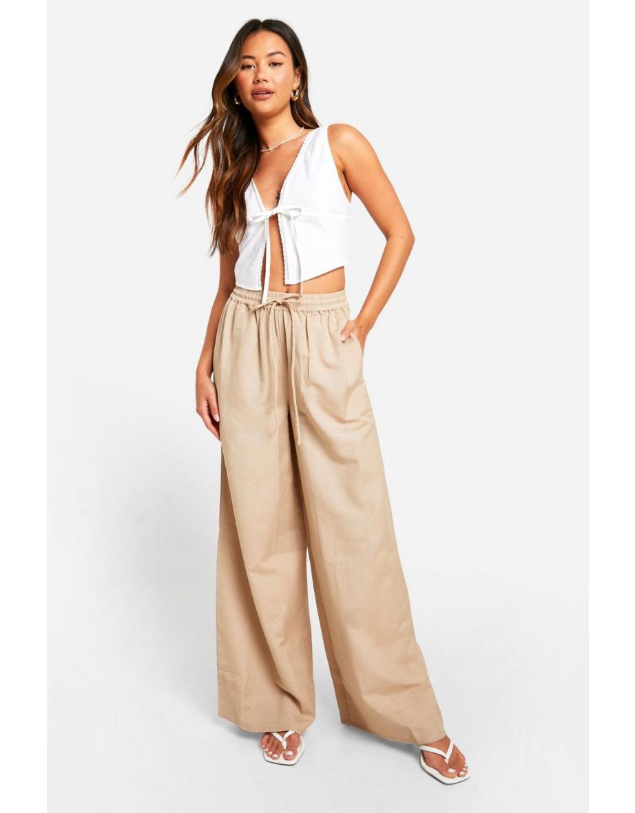 Thick Linen Wide Leg Trouser - stone