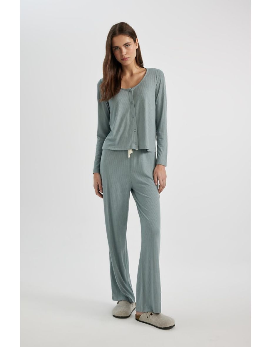 Fall In Love Regular Fit V-Neck Casual Long Sleeve Pajama Top