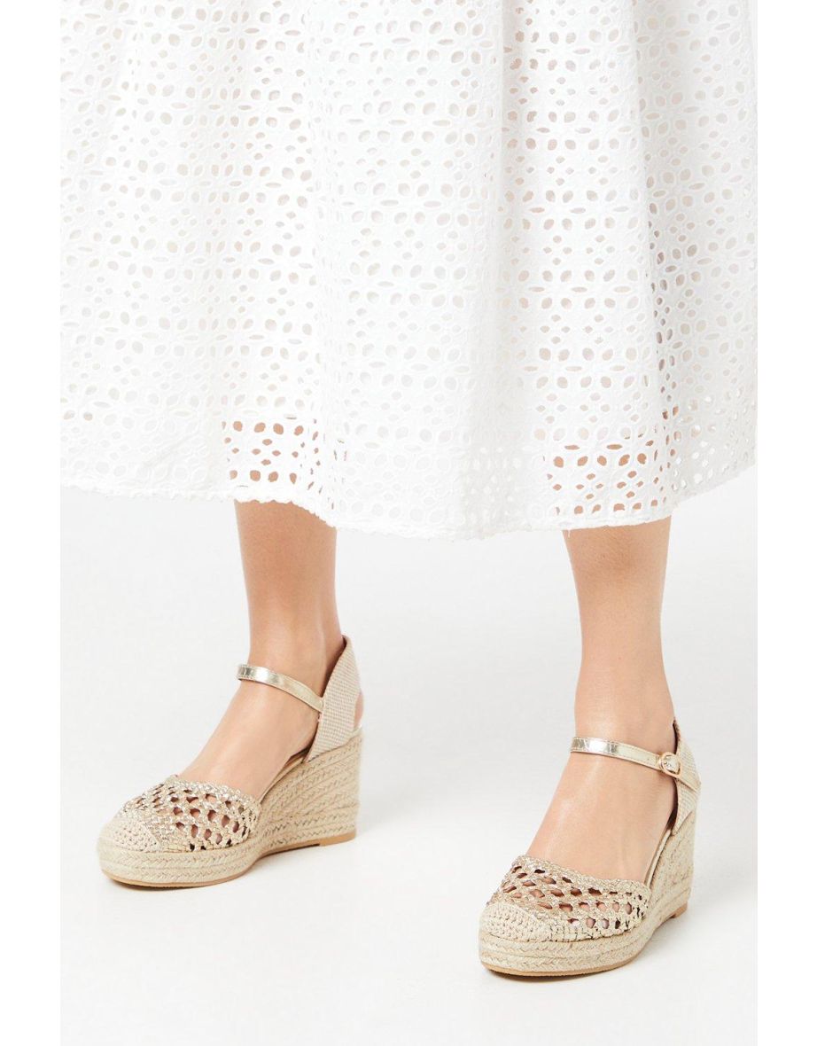 Raegan Woven Closed Toe Espadrille Wedge Sandals