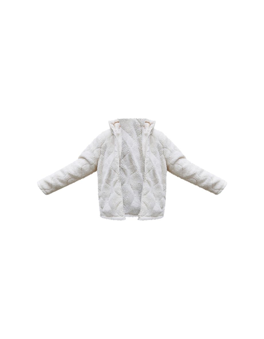 Plus Cream Borg Quilted Shacket - 4