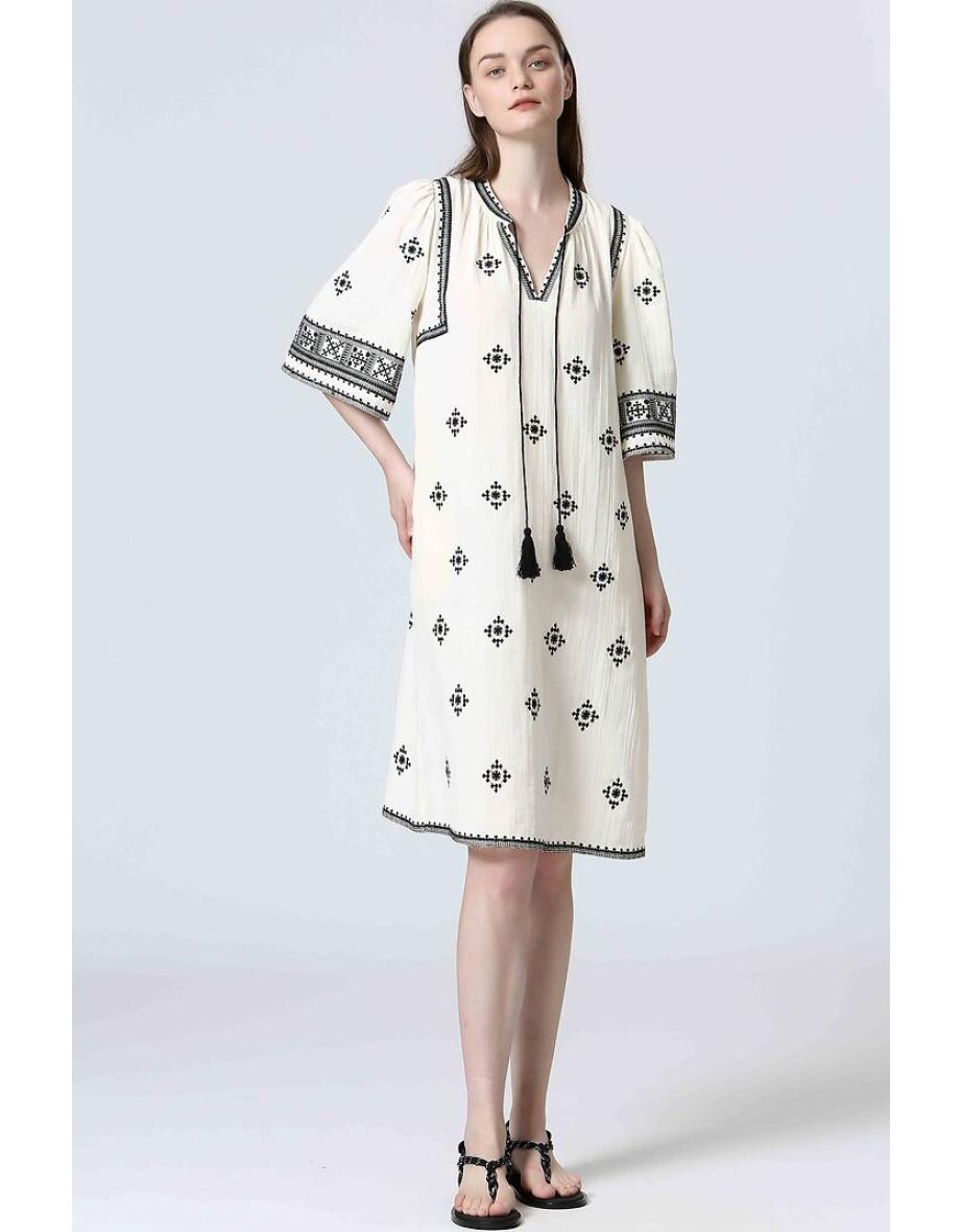 Mid-Length Dress in Tribal Print