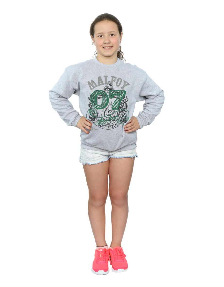 Harry Potter Girls Draco Malfoy Seeker Slytherin Sweatshirt - Sports Grey - 3