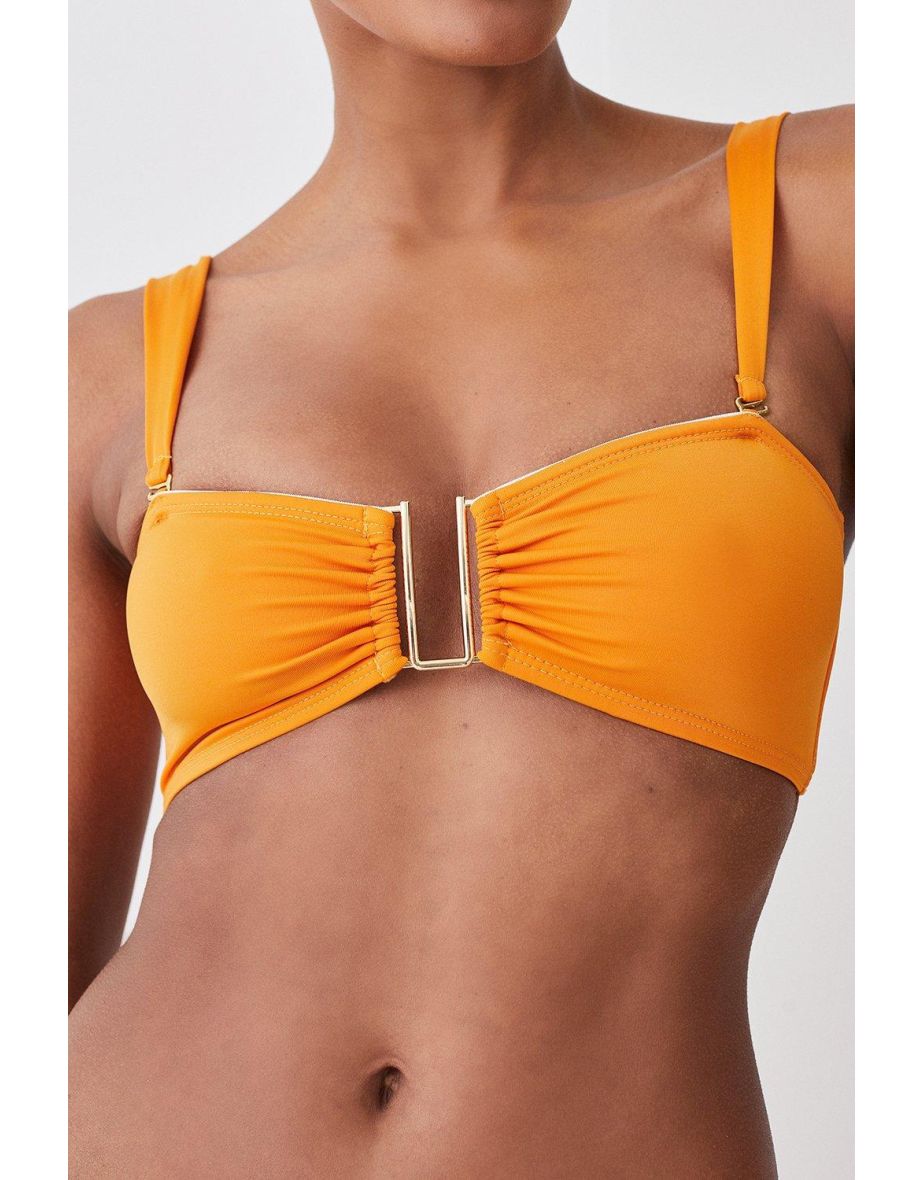 Detachable Strap Gold Trim Bikini Top - 2