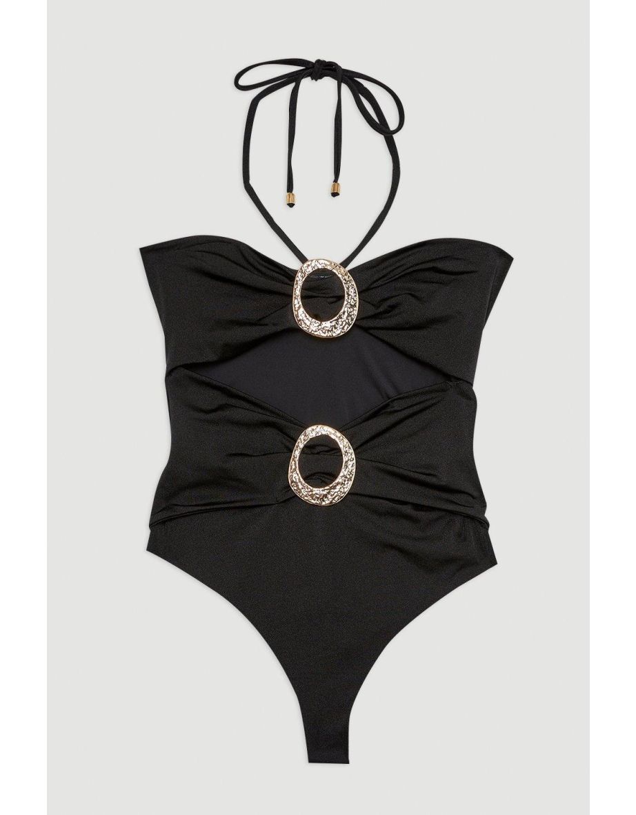Slinky Trim Detail Cut Out Swimsuit