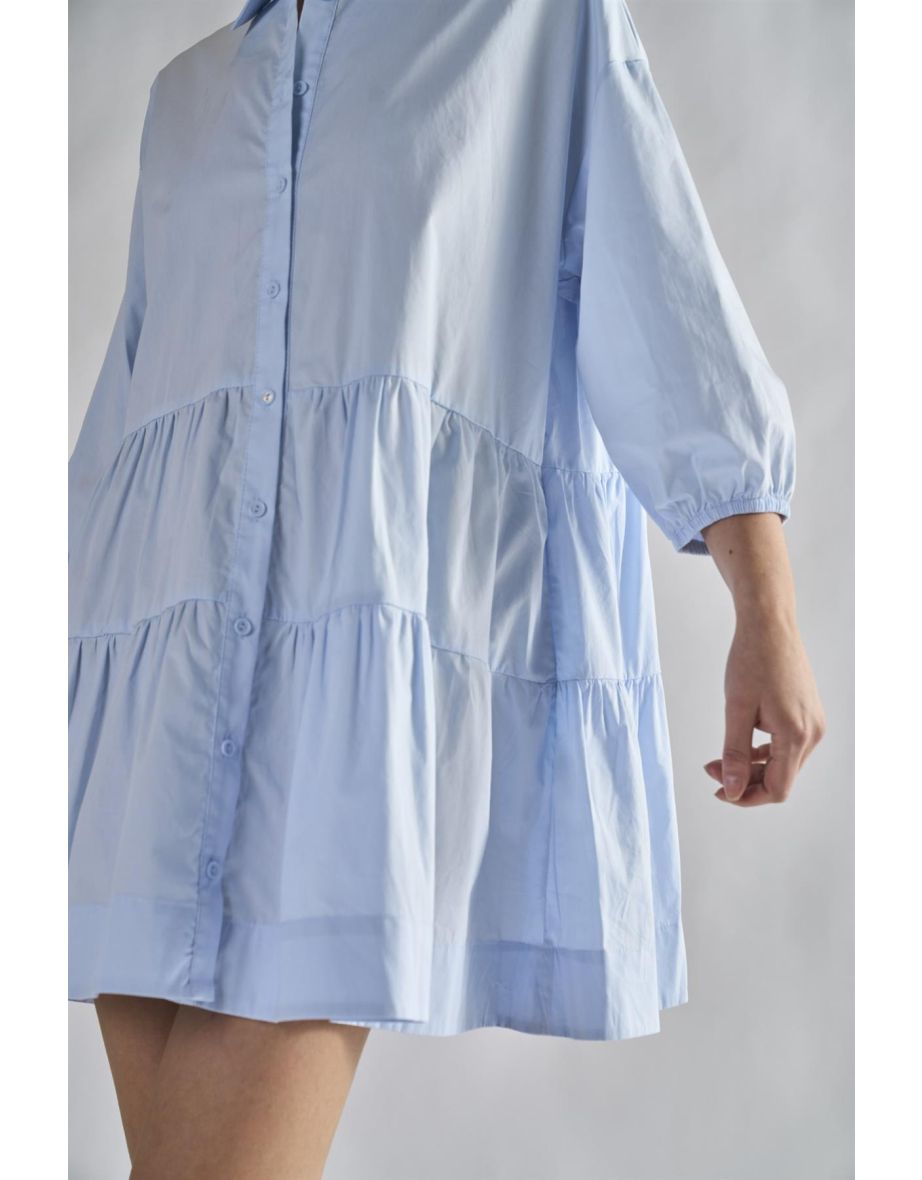 Light-Blue Collared-Skater-Mini-Dress - 3
