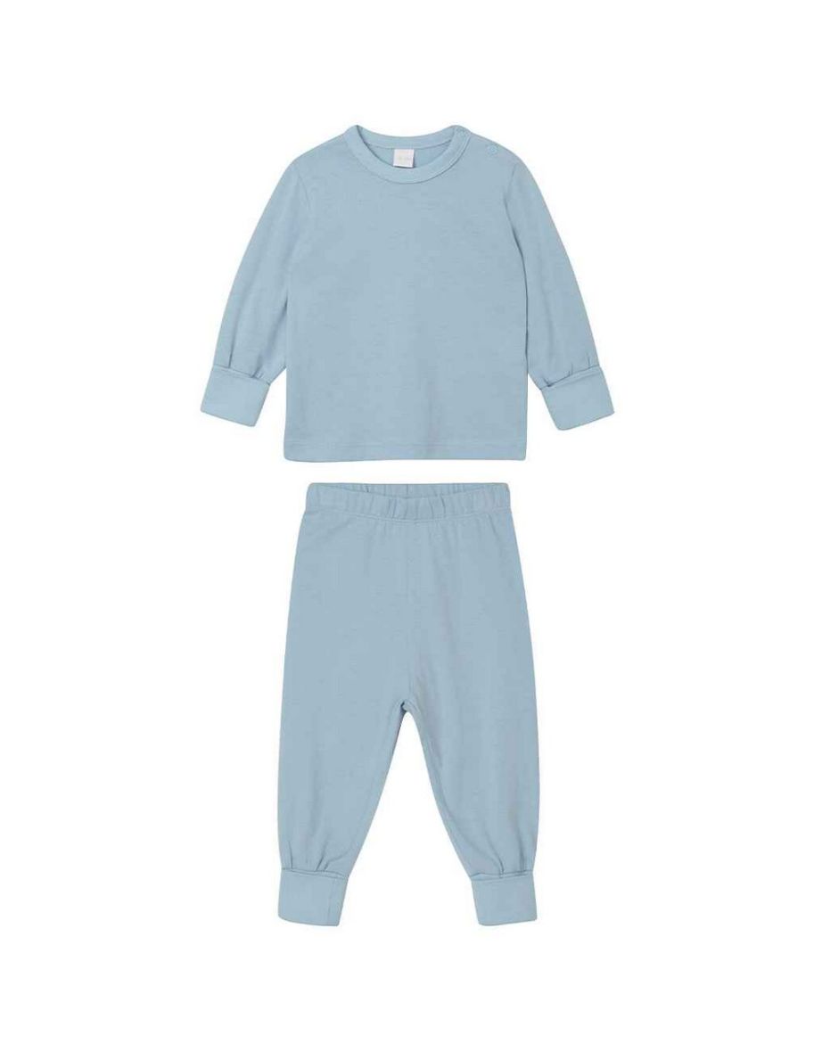 Babybugz Baby Shoulder Poppers Long Pyjama Set - Dusty Blue