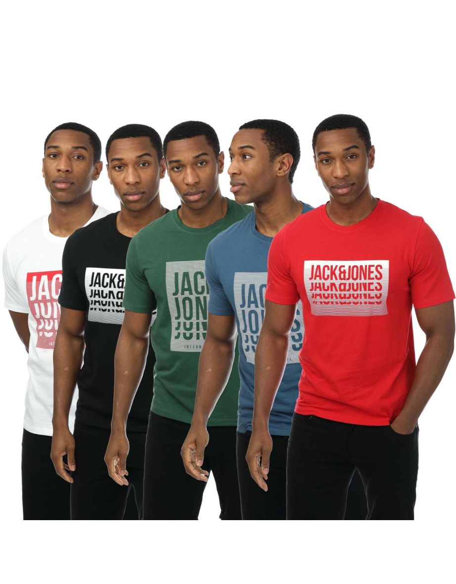 Shop Men s Jack and Jones Flint 5 Pack Crew T Shirts in White Online in Kazakhstan VogaCloset