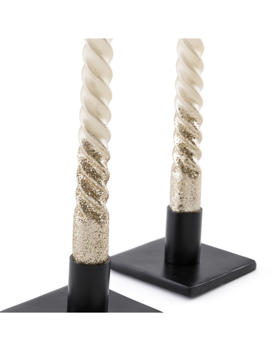 Set of 2 Caspar Glitter Twist Candles - 3