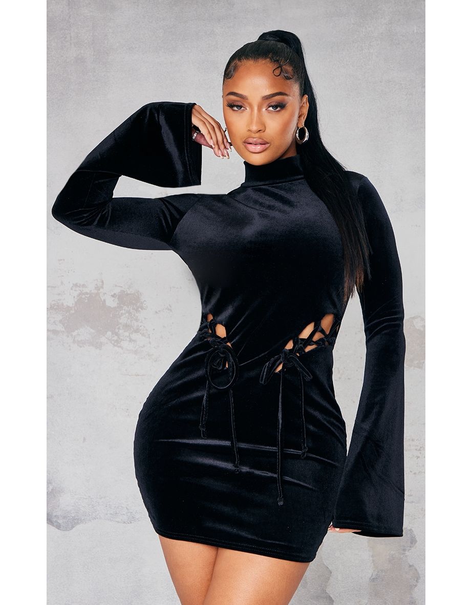 Lace up bodycon dress best sale