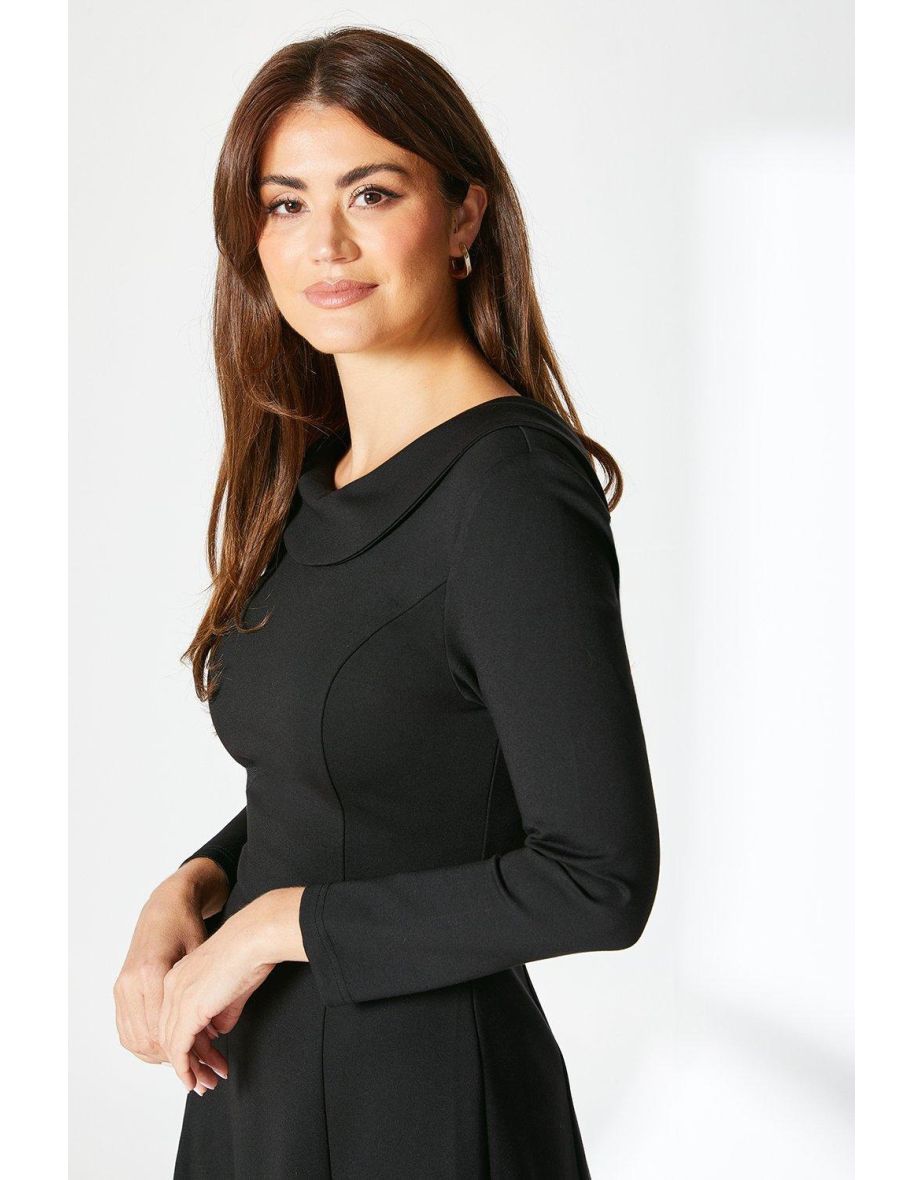 Principles by Debenhams Shawl Collar Midi Black Dress - 3