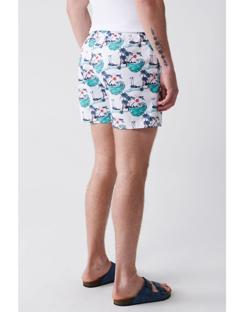 Men's Multicolour Quick Dry Printed Standard Swimwear Marine Shorts - 5
