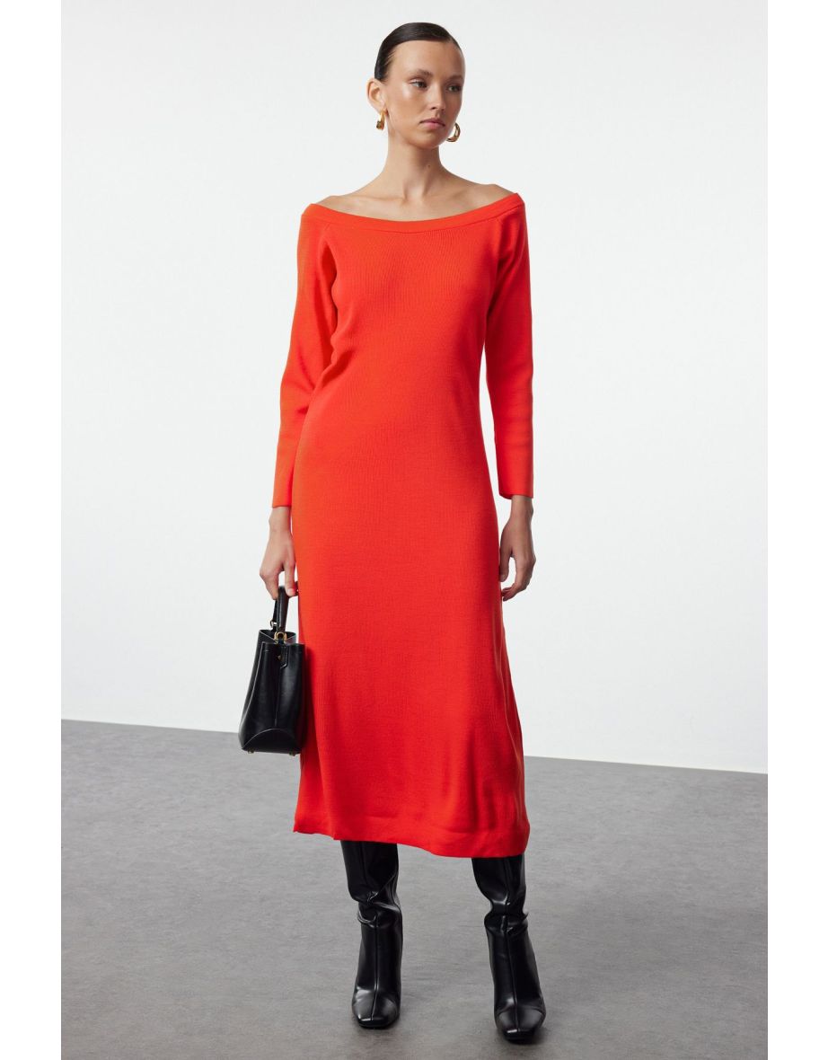 Maxi Knitwear Boat Neck Dress
