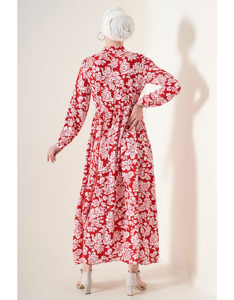 Patterned Judge Collar Dress - 3