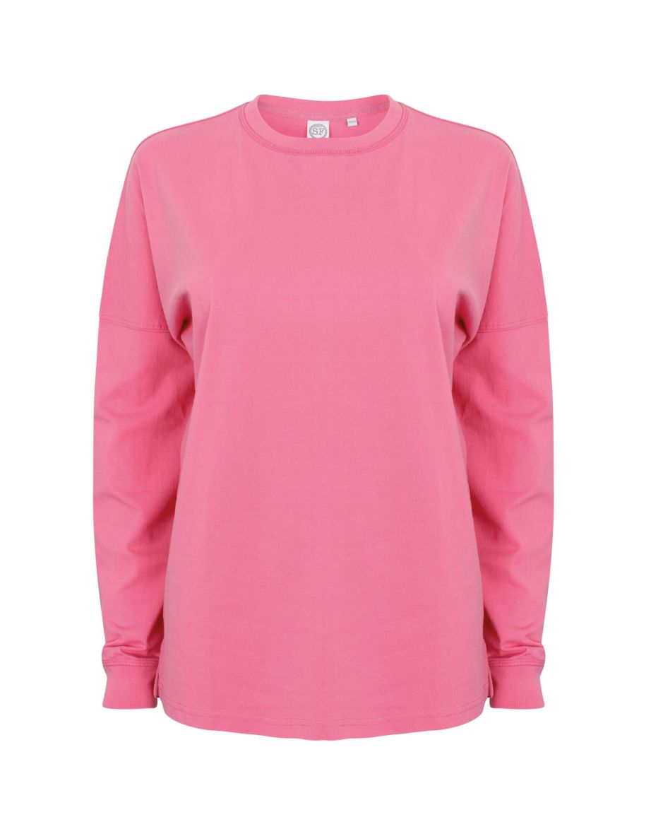 Skinnifit Mens Drop Shoulder Slogan Top - Bright Pink