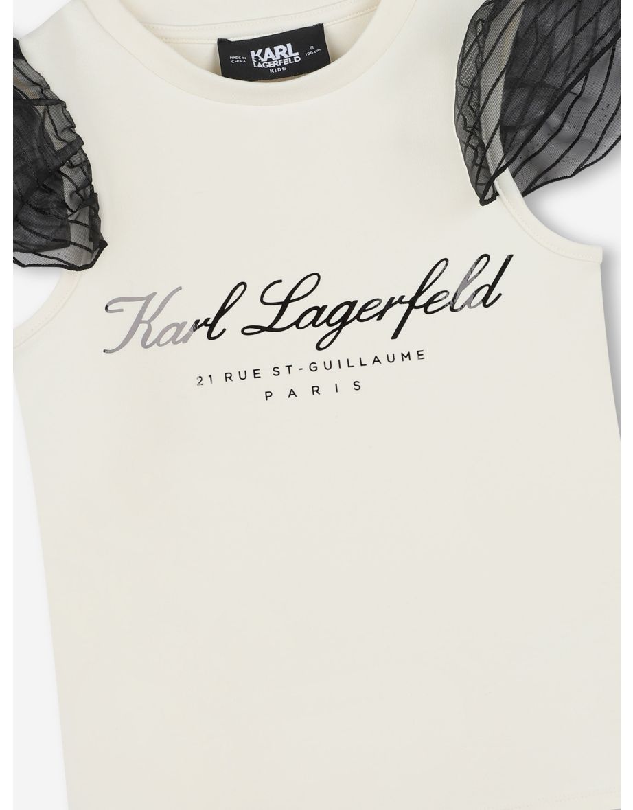 Karl Lagerfeld Girls Logo Print Milano T-Shirt in Multicolour - 3