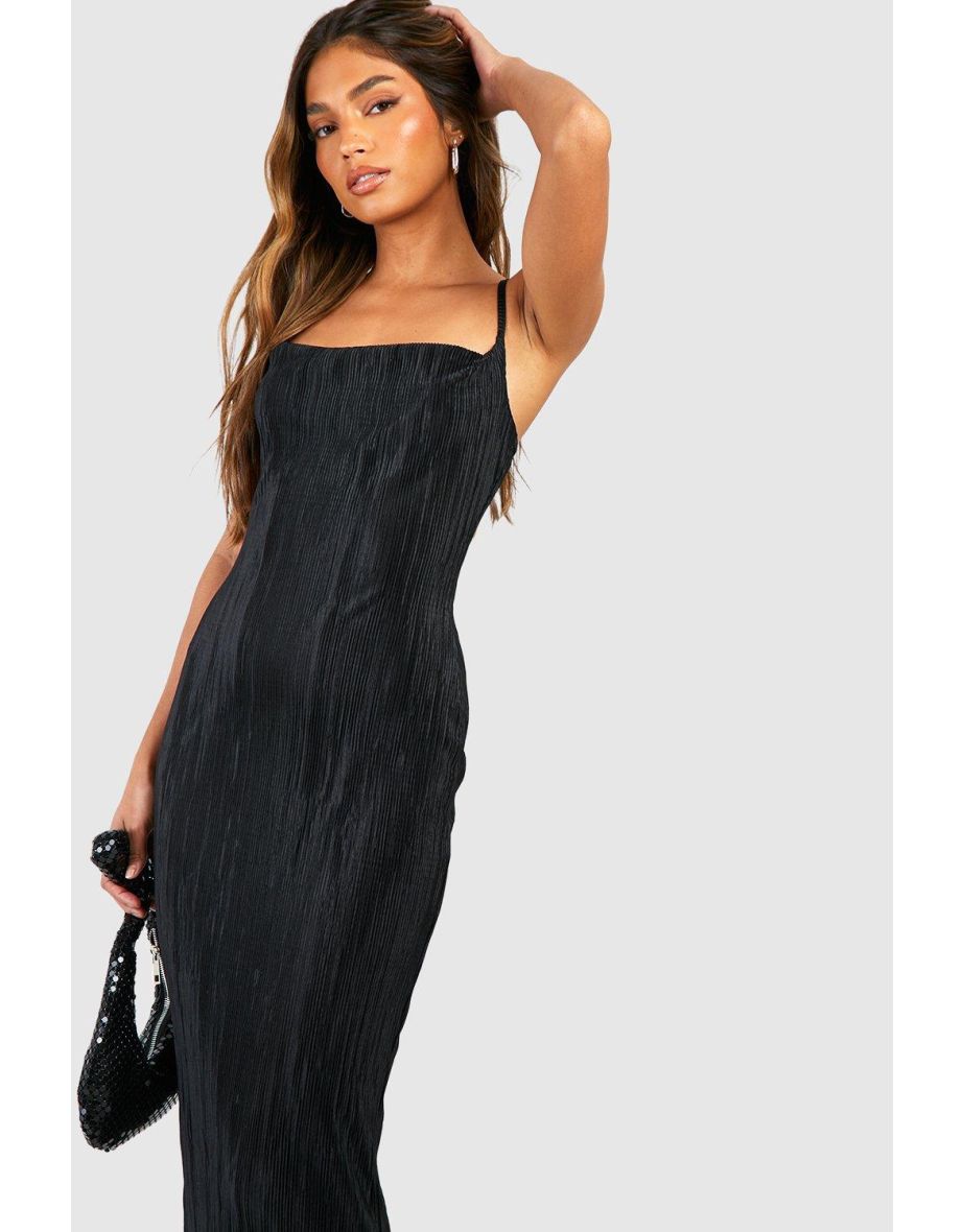 Plisse Strappy Maxi Dress - black - 3