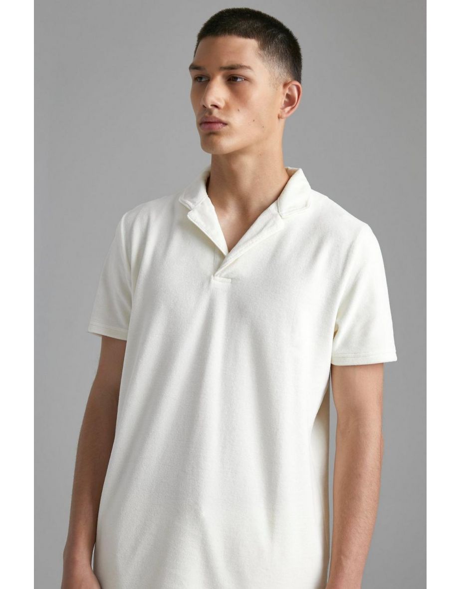 Slim Fit Velour Piping Polo - ecru - 2