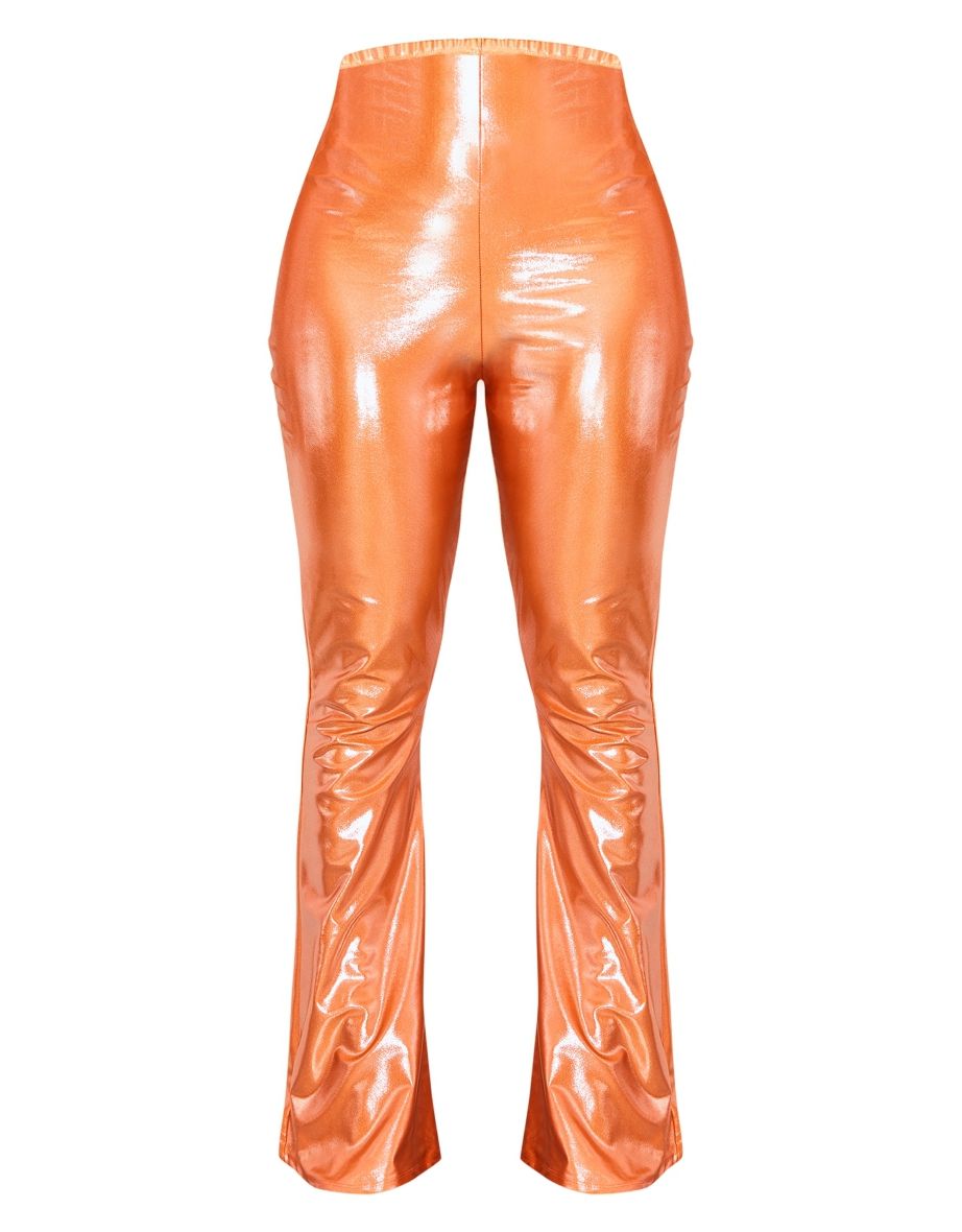 Shape Orange Metallic Flare Trousers - 4