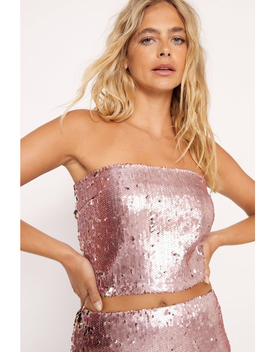 Sequin Bandeau Crop Top