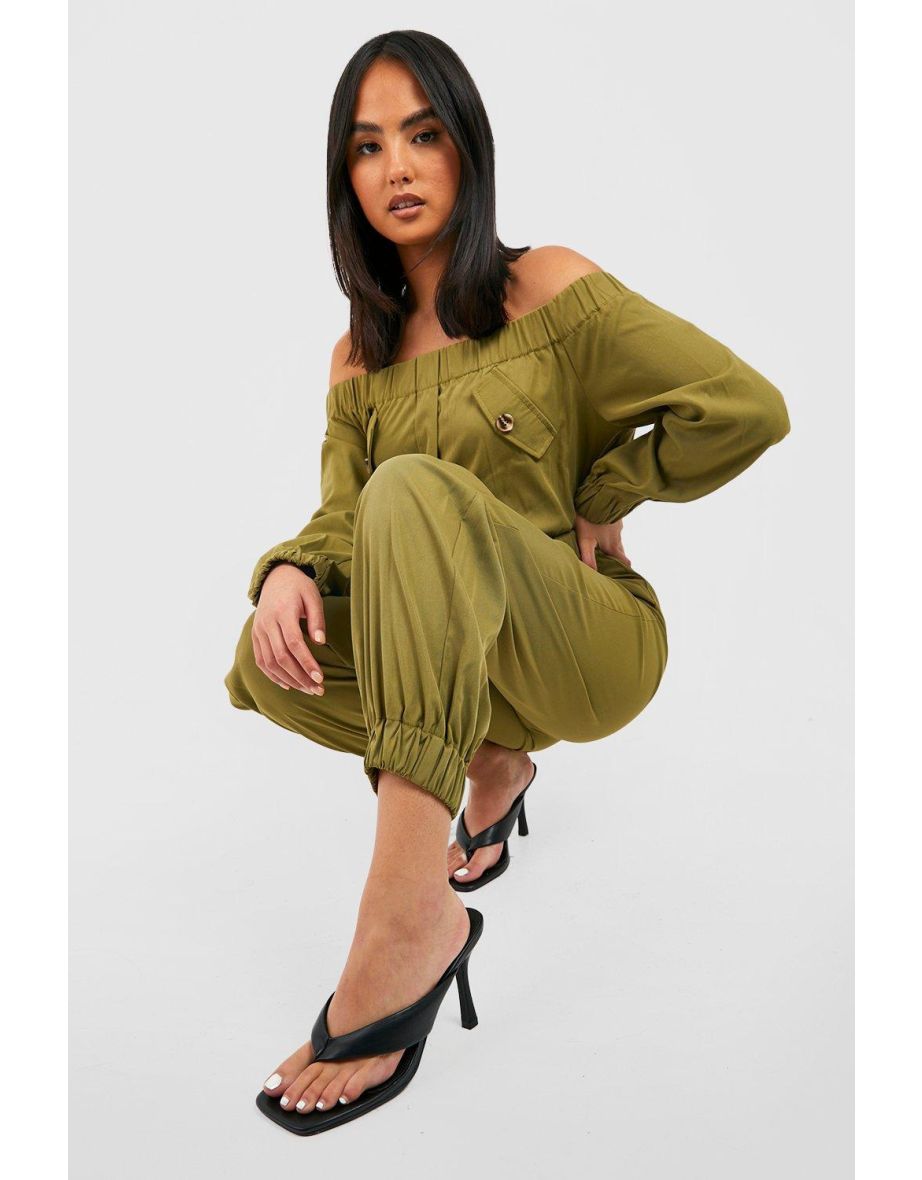 khaki jumpsuit boohoo