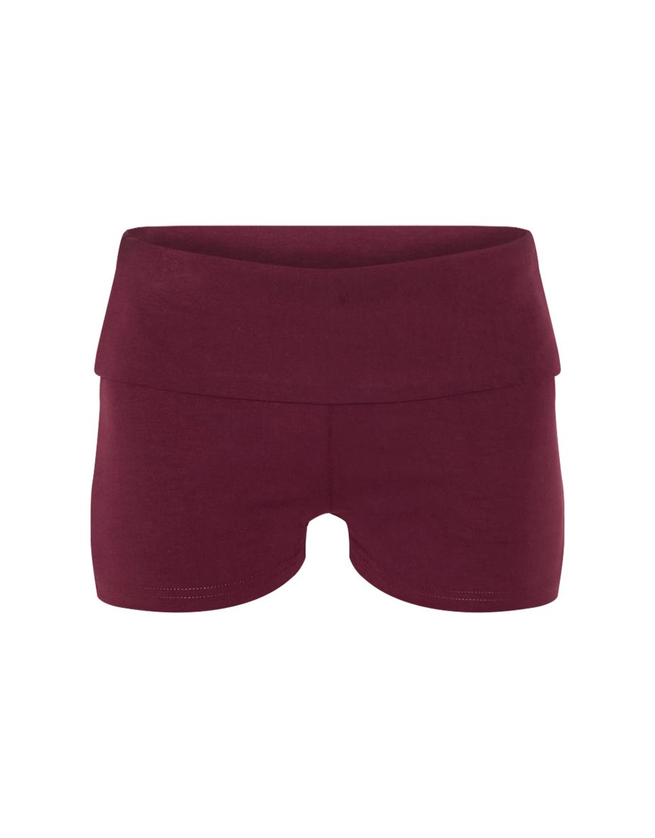 Burgundy Soft Touch Modal Foldover Hot Pants - 5