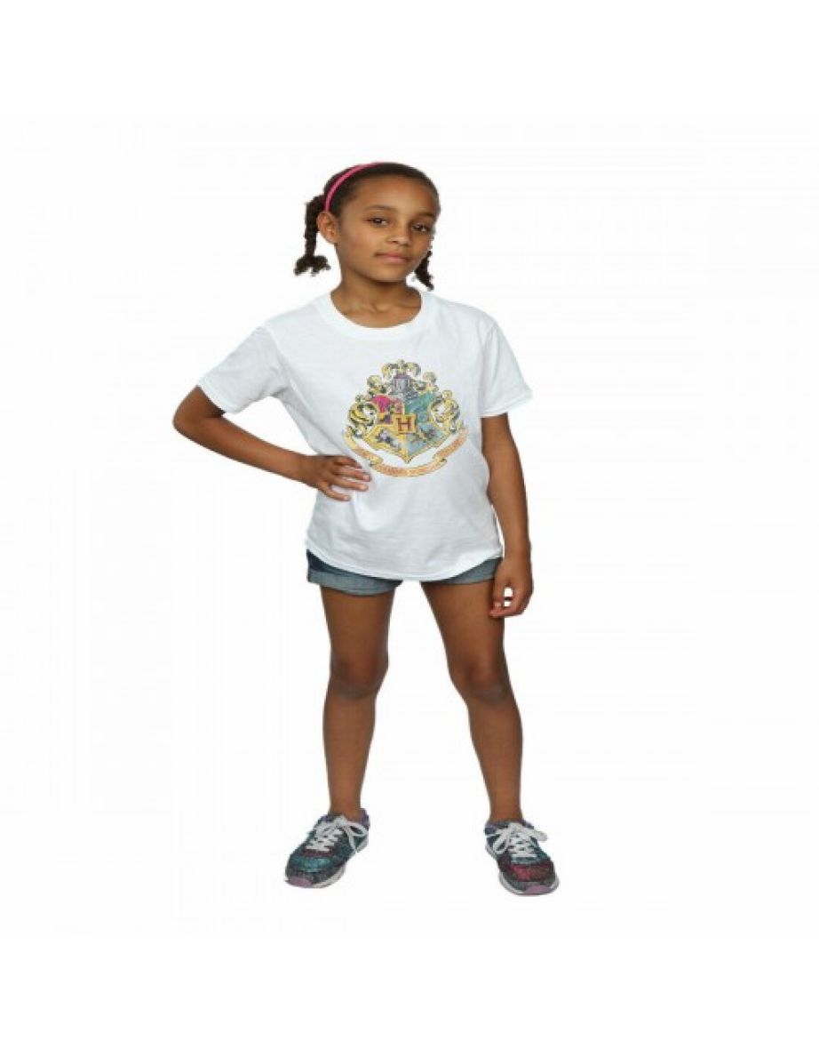 Harry Potter Girls Hogwarts Crest Cotton T-Shirt - Navy Blue - 3