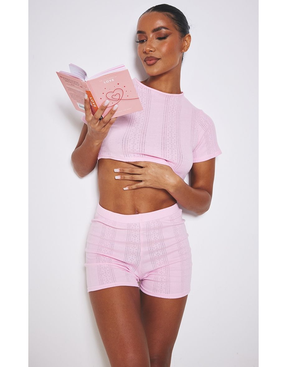 Pink Pointelle Shorts