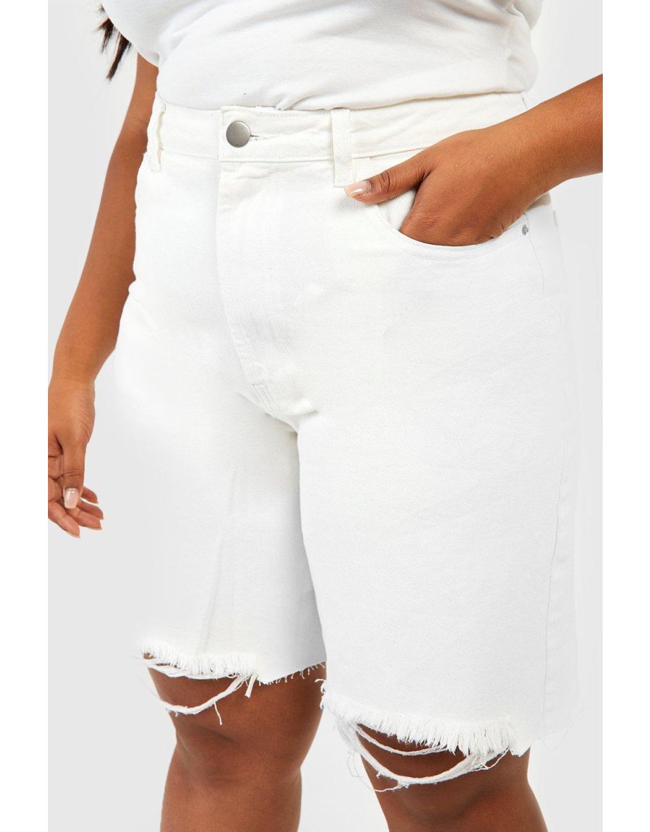 Plus Denim Bermuda Shorts - white - 3