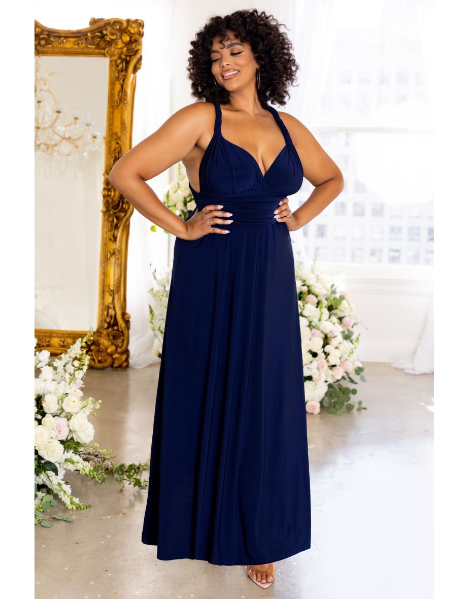 Shop One Of A Kind Bridesmaid Curve Navy Multiway Maxi Dress Online in Bahrain VogaCloset