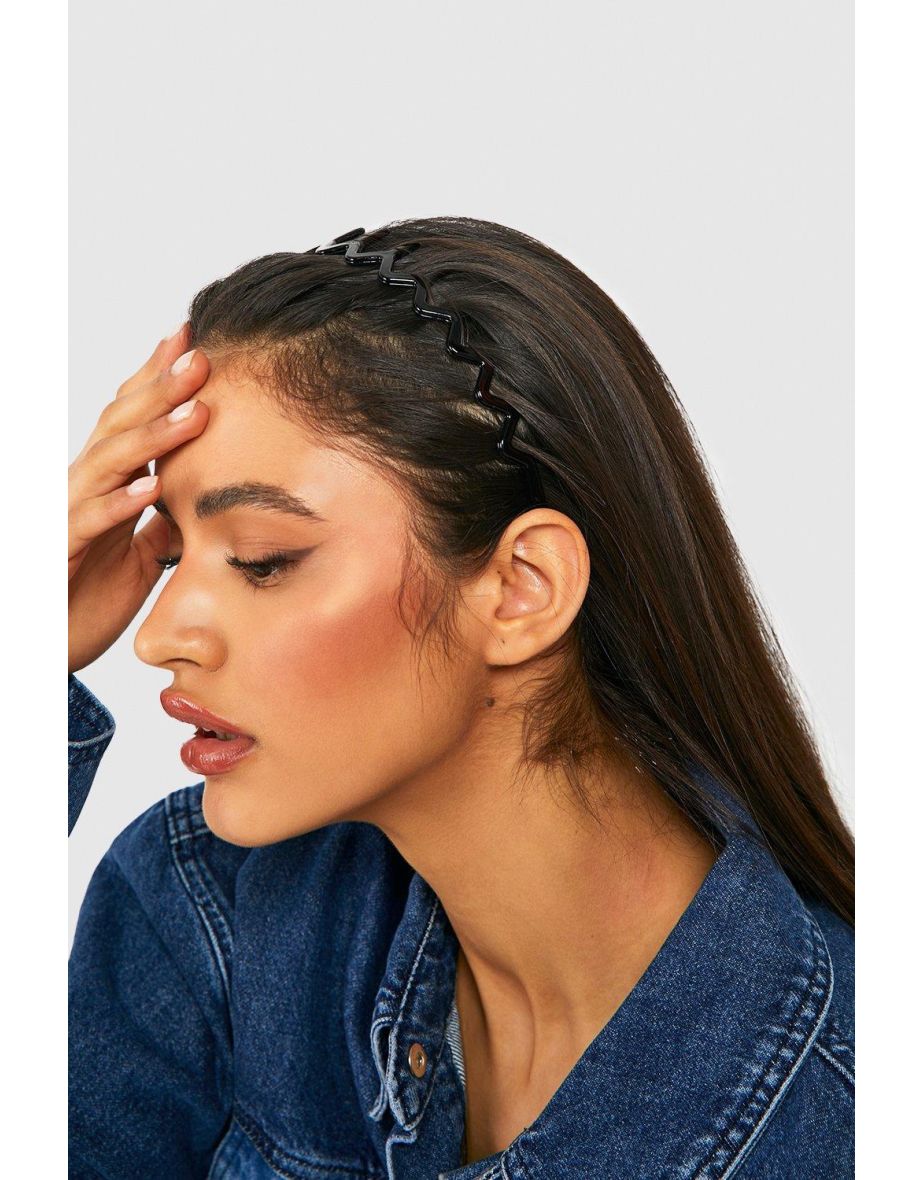 Black Zig Zag Resin Headband - black