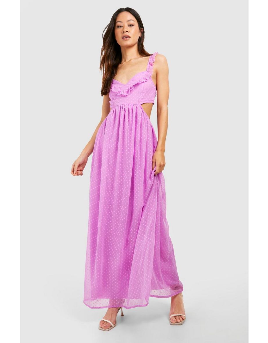 Tall Dobby Chiffon Cut Out Maxi Dress - purple