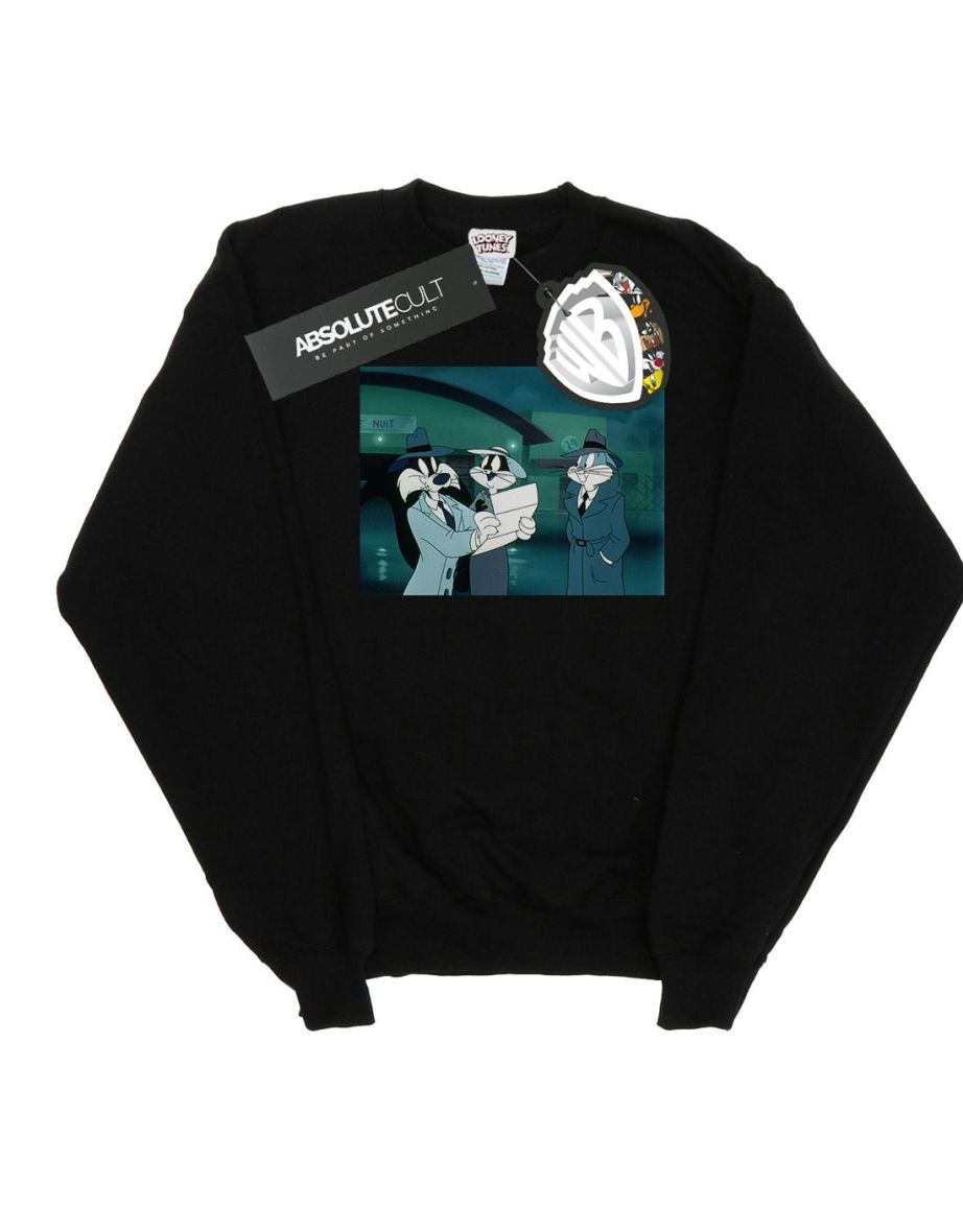 Looney Tunes Boys Bugs Bunny Sylvester Letter Sweatshirt - Black