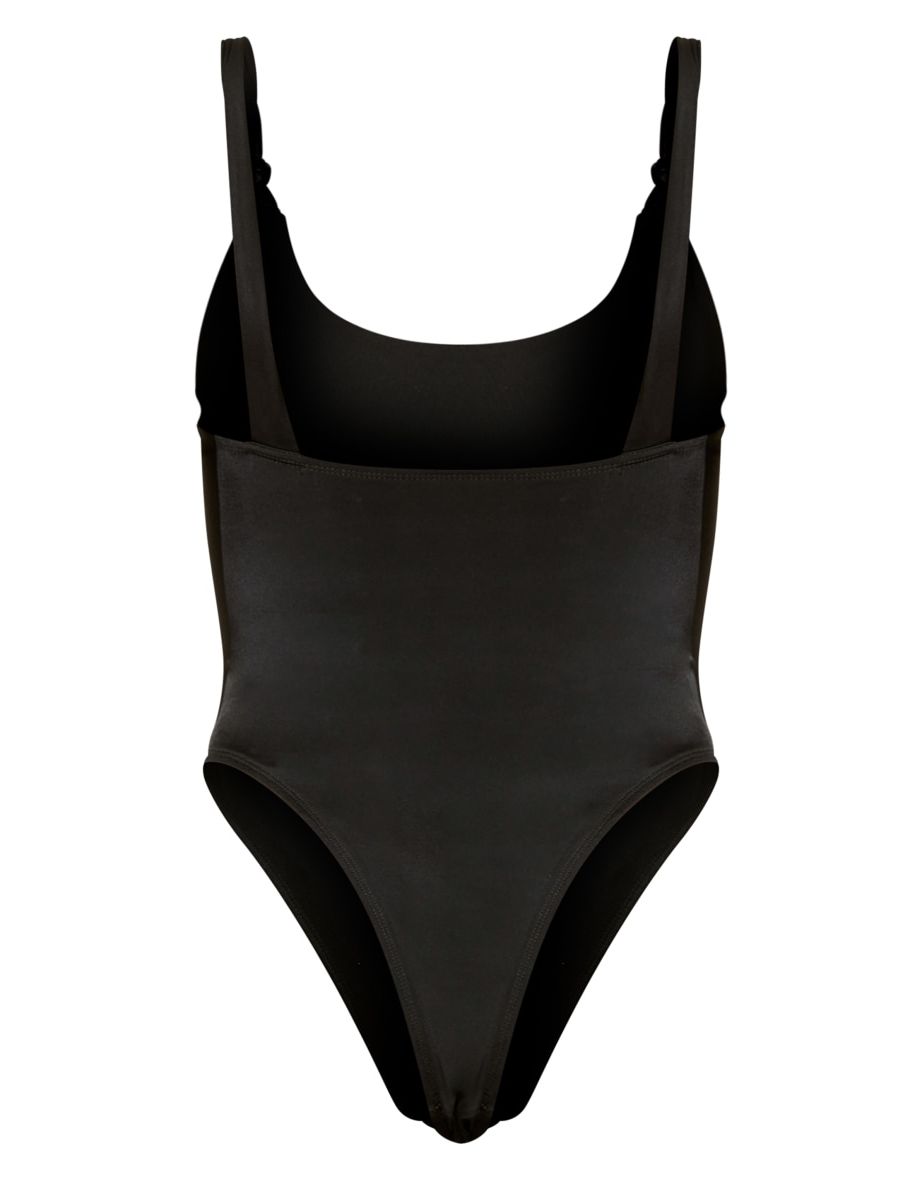 Black Twist Detail High Leg Swimsuit - 4